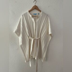 Draper James Cream Knit Belted Sweater